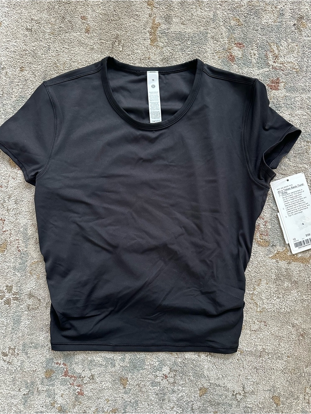 NWT! Lululemon All it takes back - twist t silky BLACK SIZE 10